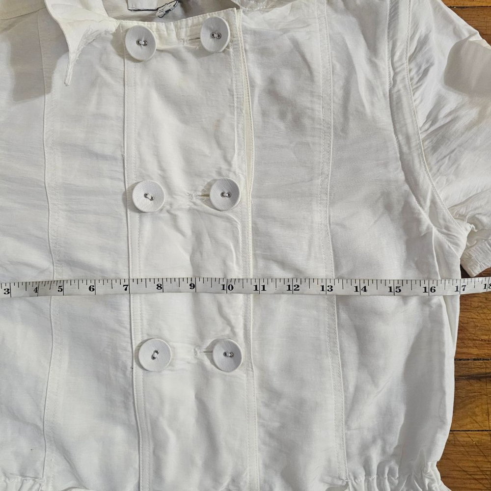 Adam Lippes White Hooded Jacket Short Sleeve Small - Picture 4 of 7